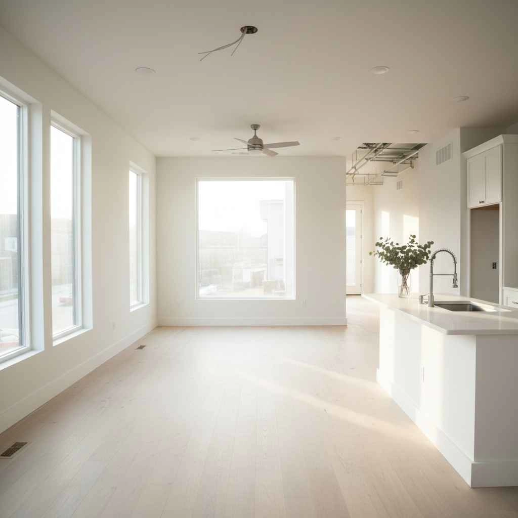 Clean, finished interior after professional post-construction cleaning