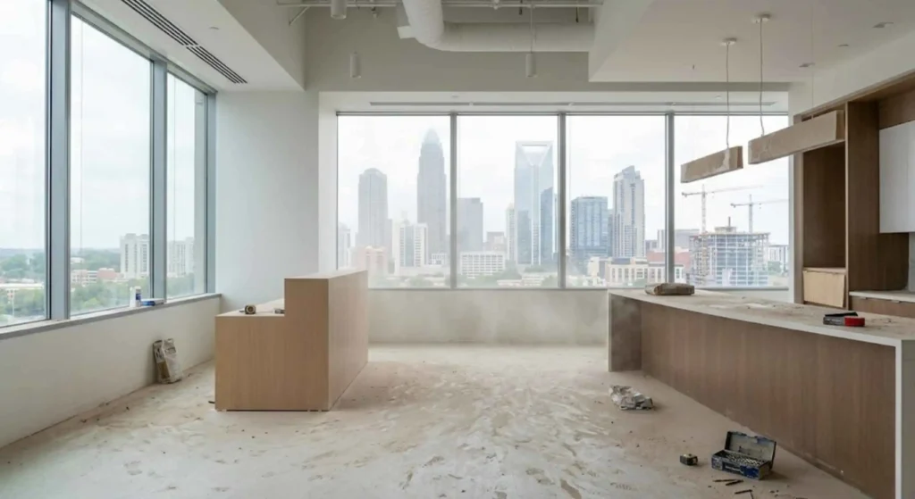 dusty room after construction work