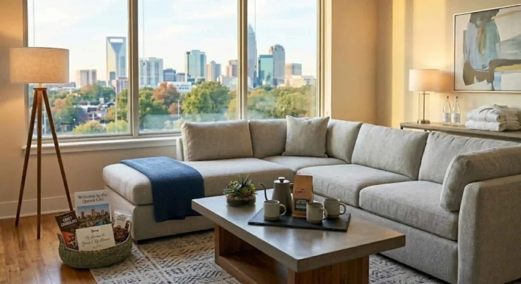 Guest-ready Airbnb property after professional turnover cleaning in Charlotte